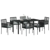 Set da Pranzo per Giardino 7 pcs Nero Rattan in PE