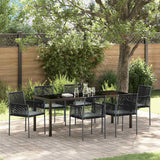 Set da Pranzo per Giardino 7 pcs Nero Rattan in PE
