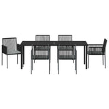 Set da Pranzo per Giardino 7 pcs Nero Rattan in PE
