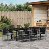 Set da Pranzo per Giardino 9 pcs Nero Rattan in PE