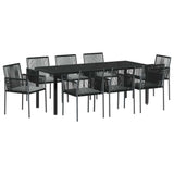 Set da Pranzo per Giardino 9 pcs Nero Rattan in PE