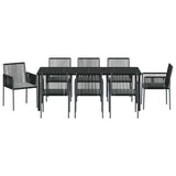 Set da Pranzo per Giardino 9 pcs Nero Rattan in PE