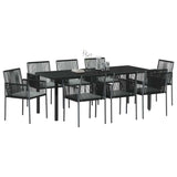 Set da Pranzo per Giardino 9 pcs Nero Rattan in PE