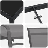 Set da Pranzo per Giardino 5 pcs Grigio e Nero