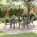 Set da Pranzo per Giardino 5 pcs Grigio e Nero