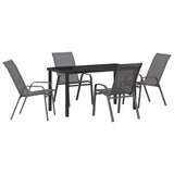 Set da Pranzo per Giardino 5 pcs Grigio e Nero