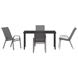 Set da Pranzo per Giardino 5 pcs Grigio e Nero