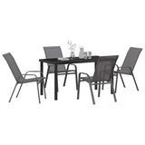 Set da Pranzo per Giardino 5 pcs Grigio e Nero