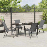 Set da Pranzo per Giardino 5 pcs Grigio e Nero