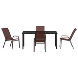 Set da Pranzo per Giardino 5 pcs Marrone e Nero