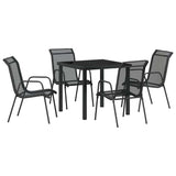 Set da Pranzo per Giardino 5 pcs Nero