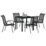 Set da Pranzo per Giardino 5 pcs Nero