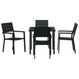 Set da Pranzo per Giardino 5 pcs Nero