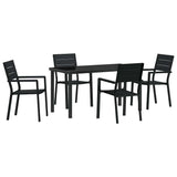 Set da Pranzo per Giardino 5 pcs Nero