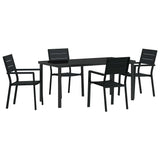 Set da Pranzo per Giardino 5 pcs Nero