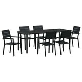 Set da Pranzo per Giardino 7 pcs Nero