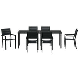 Set da Pranzo per Giardino 7 pcs Nero
