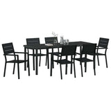 Set da Pranzo per Giardino 7 pcs Nero