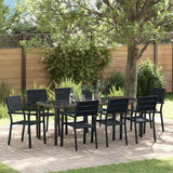 Set da Pranzo per Giardino 9 pcs Nero