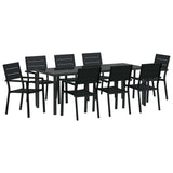 Set da Pranzo per Giardino 9 pcs Nero