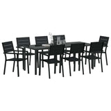 Set da Pranzo per Giardino 9 pcs Nero