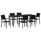 Set da Pranzo per Giardino 7 pcs Nero