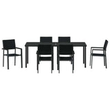 Set da Pranzo per Giardino 7 pcs Nero