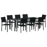 Set da Pranzo per Giardino 9 pcs Nero
