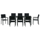 Set da Pranzo per Giardino 9 pcs Nero