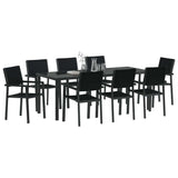 Set da Pranzo per Giardino 9 pcs Nero