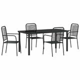 Set da Pranzo per Giardino 5 pcs Nero