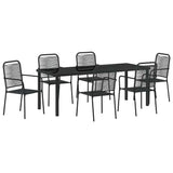 Set da Pranzo per Giardino 7 pcs Nero