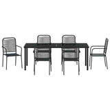 Set da Pranzo per Giardino 7 pcs Nero