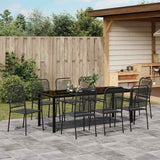 Set da Pranzo per Giardino 9 pcs Nero