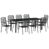 Set da Pranzo per Giardino 9 pcs Nero