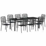 Set da Pranzo per Giardino 9 pcs Nero