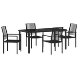 Set da Pranzo per Giardino 5 pcs Nero