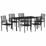 Set da Pranzo per Giardino 7 pcs Nero