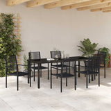 Set da Pranzo per Giardino 7 pcs Nero