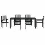 Set da Pranzo per Giardino 7 pcs Nero