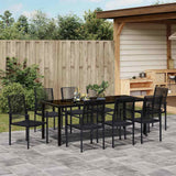 Set da Pranzo per Giardino 9 pcs Nero