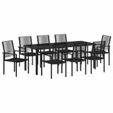 Set da Pranzo per Giardino 9 pcs Nero