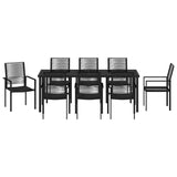 Set da Pranzo per Giardino 9 pcs Nero