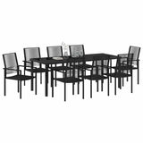 Set da Pranzo per Giardino 9 pcs Nero