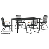 Set da Pranzo per Giardino 5 pcs Nero