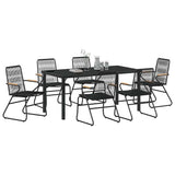 Set da Pranzo per Giardino 7 pcs Nero