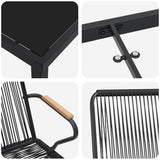 Set da Pranzo per Giardino 7 pcs Nero