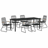 Set da Pranzo per Giardino 7 pcs Nero