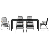 Set da Pranzo per Giardino 7 pcs Nero