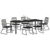 Set da Pranzo per Giardino 7 pcs Nero